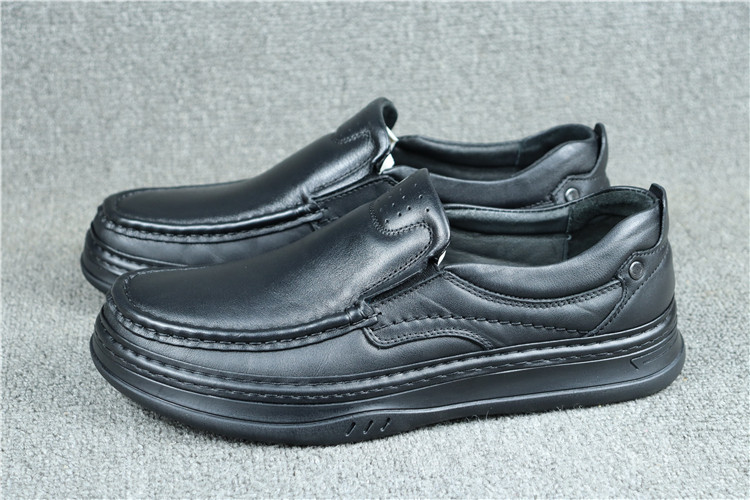 Pick Up Leaking Bull Stock European and American Black Inn Outdoor Casual Leather Shoes Head Layer Soft Cow Leather Breathable Comfort Solid specific men's shoes