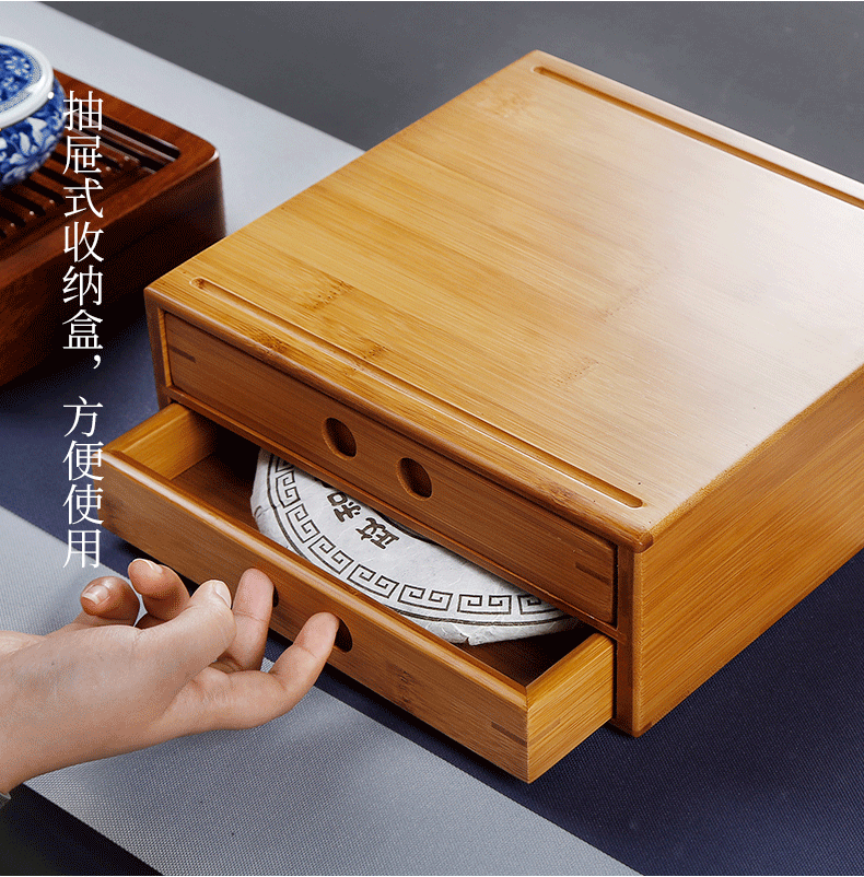 Pu 'er tea boxes bamboo storage box the draw out multi - level generic containers of tea tea cake box receive a case