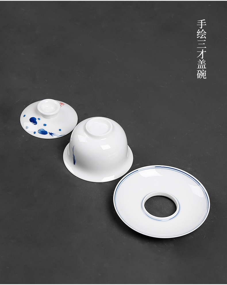 White porcelain hand - made tureen large tea bowl hand grasp at ceramic cups domestic individual operators to make tea bowl of fish