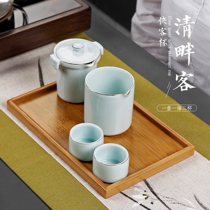 The Crack of a pot of 2 cup travel celadon dry mercifully tea suit portable package 2 people onboard kunfu tea tea