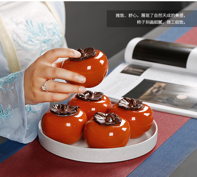 Persimmon tea pot sitting room is the best gift boxes all Persimmon ruyi simulation furnishing articles ceramic large super jumbo