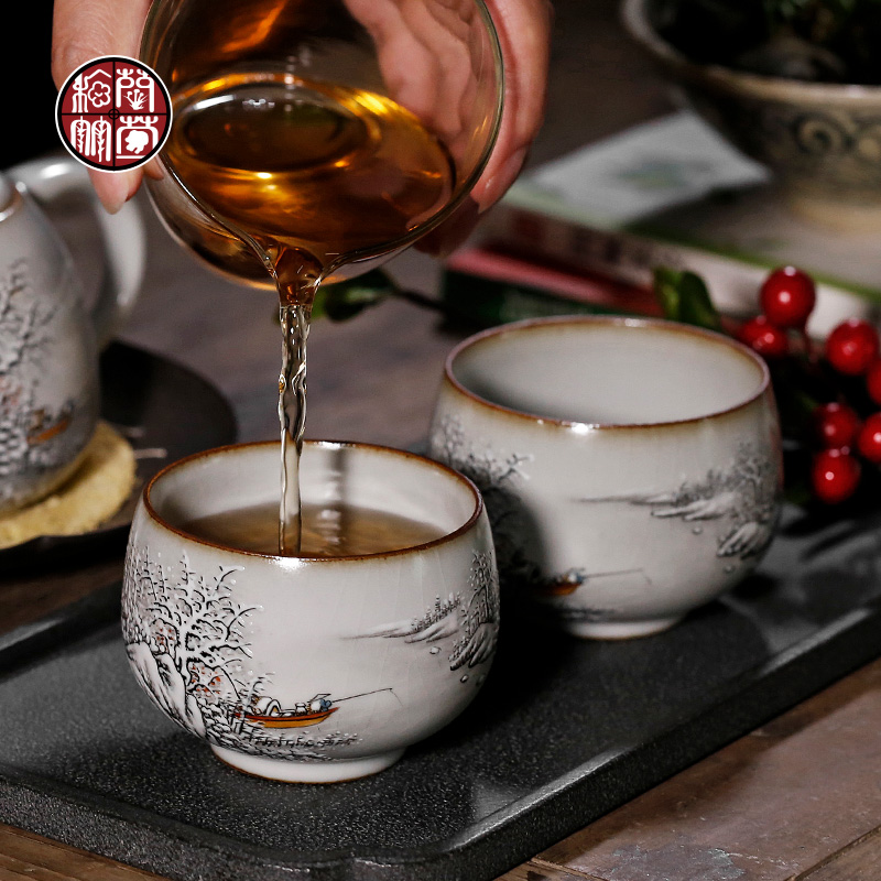 By patterns kung fu tea cup master cup move large pure manual hand - made jingdezhen your up with a cup of tea