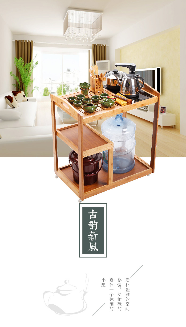 Small household car balcony recreational tea tea table Small portable bamboo kettle body contracted and I tea table