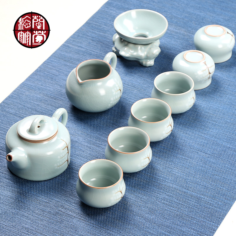 The porcelain tea set piece of ice to crack open your up can raise The from The days of a complete set of cyan a pot of six cups of tea