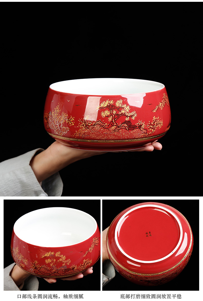 Jingdezhen ji red kung fu tea set gift boxes red wedding wedding wedding with the question of a complete set of wedding