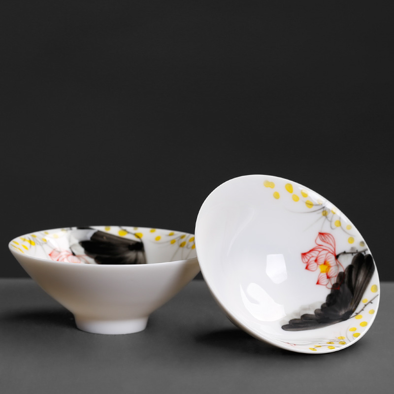 Blue and white hat cup thin foetus kung fu tea set single CPU ceramic craft master cup hand - made little teacups sample tea cup
