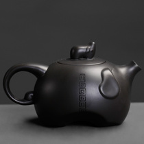 Dafu black purple sand tea pot Yixing small mini retro personal office Kung Fu tea single pot household ceramics