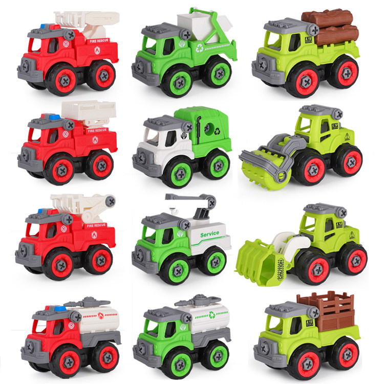 Disassembly Engineering Fire Truck Water Jet Clouds Terraces Sanitation Truck Garbage Truck Children Toys DIY Detachable Assembly Suits
