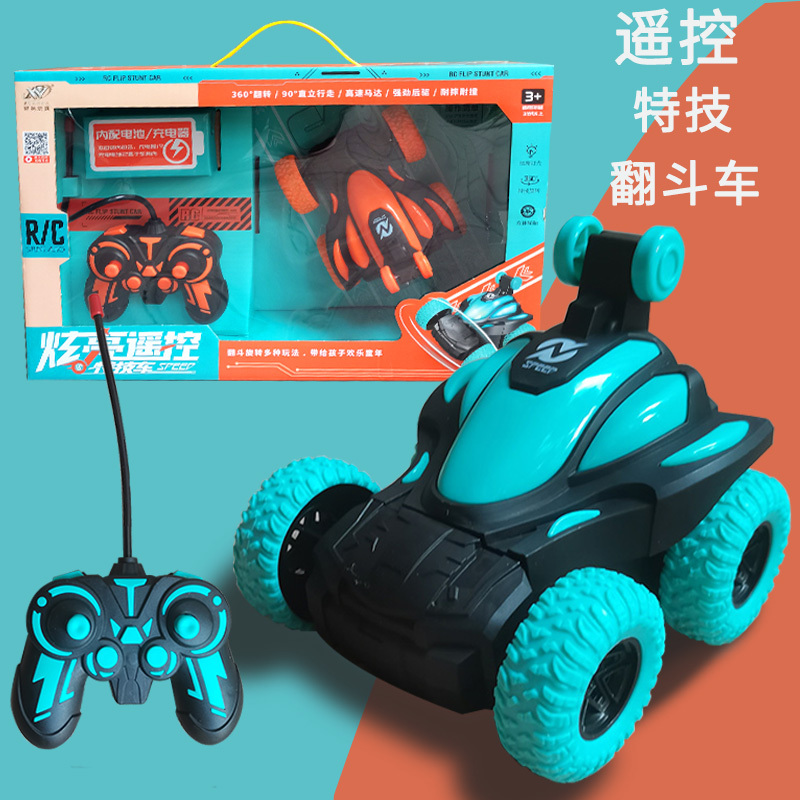 Children's Remote Control Dump Truck, Rechargeable Stunt Car, 360-Degree Rotating and Rolling Toy Car, Durable Off-Road Vehicle for Little Boys