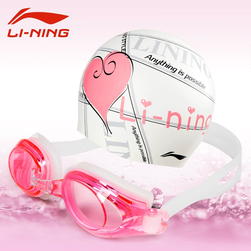 Bộ mũ bơi kính bảo hộ Li Ning kính lặn chống sương mù độ nét cao gói kính bơi dành cho nam và nữ dành cho người lớn kính bơi phẳng - Goggles