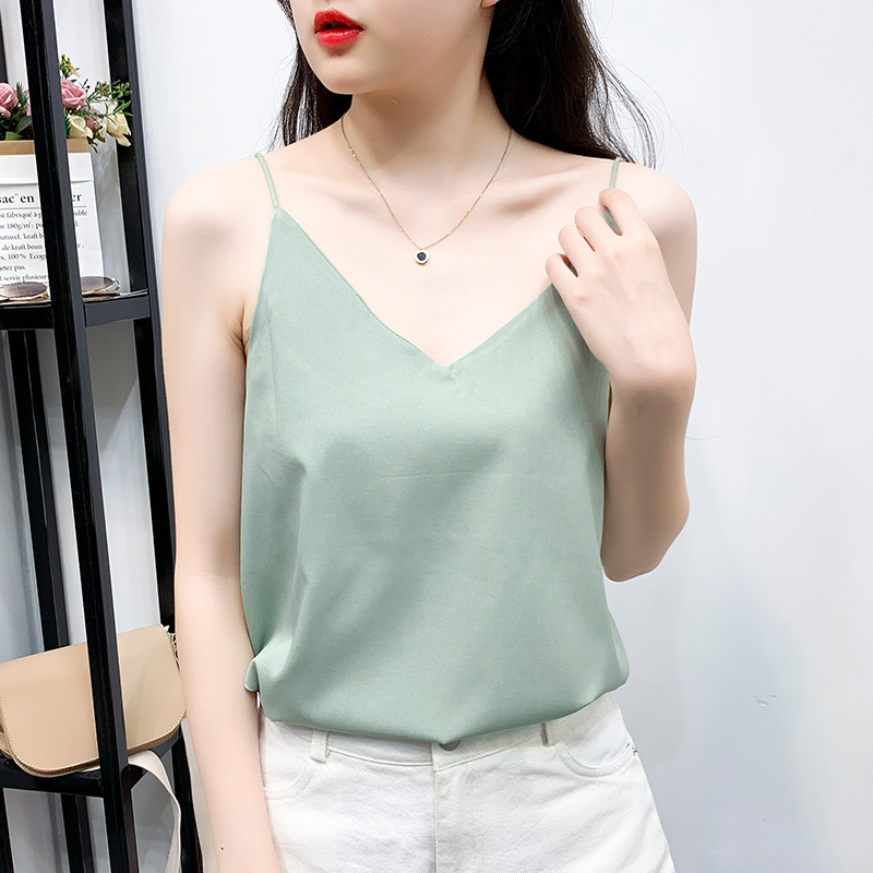 Strapless outside wear small suspender top women's summer new chic loose low-cut sexy sleeveless inner heart machine vest