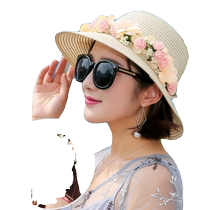 Hat woman summer grass hat Han Edition with swimming shade hat flowers beach beach sun sun sun folding cool cap