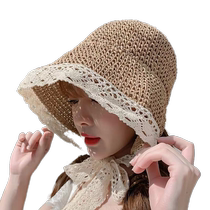 Чистая красная соломенная шляпа Charlace lace beach hat hat lace fresh side for a holiday sunscreen h