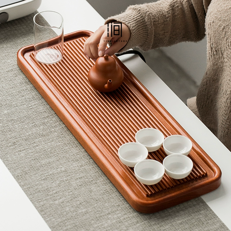 Khay trà gỗ rắn gia dụng gỗ cẩm lai toàn bộ gỗ tròn Kung Fu bộ trà trà biển bàn trà bằng gỗ khay trà gỗ nguyên tấm - Trà sứ