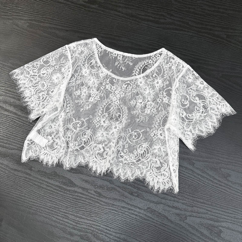 Romantic Lace Style Short Blouse, Short-Sleeved Cut Out Lace Top, Women's Suspender Skirt, Outer Top, 2026 Summer New Style