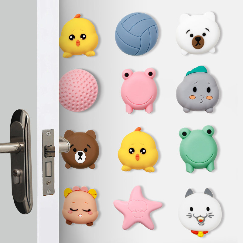 Cartoon anti-collision wall stickers door handle refrigerator door anti-collision mat chair back bathroom punch-free door collision anti-collision silicone