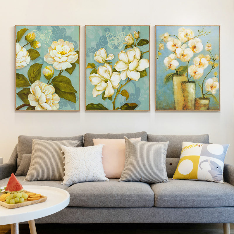 Dining Room Fresco Triple Painting Living Room Genguan Bedroom Headboard Decorated Oil Painting Sofa Background Wall Modern Brief Hang Painting