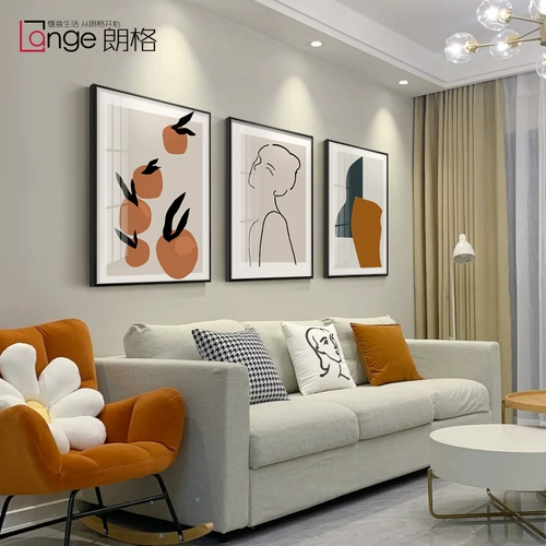 Скандинавская декоративная живопись Моранди для гостиной, современный минималистичный фон для дивана, стены, триптих, подвесная картина, стиль литературной росписи