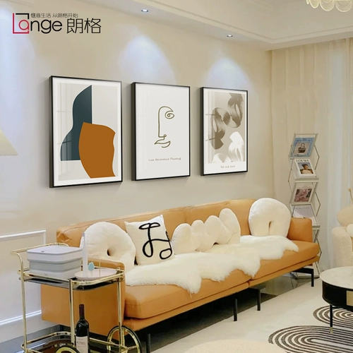 Скандинавская декоративная живопись Моранди для гостиной, современный минималистичный фон для дивана, стены, триптих, подвесная картина, стиль литературной росписи