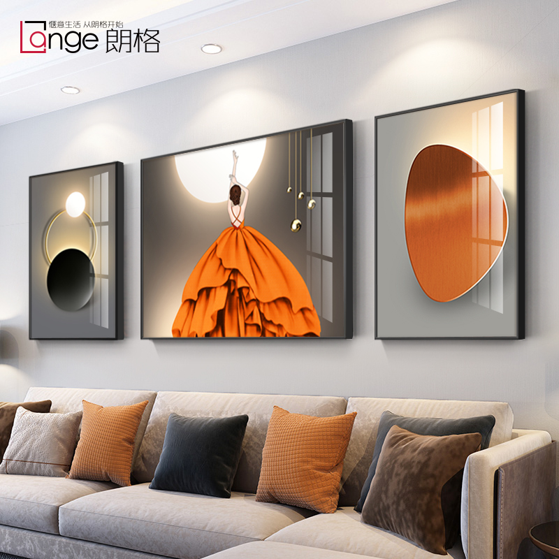 Light luxury figures living room decorative painting modern simple abstract mural sofa background wall atmospheric wall painting triple hanging painting