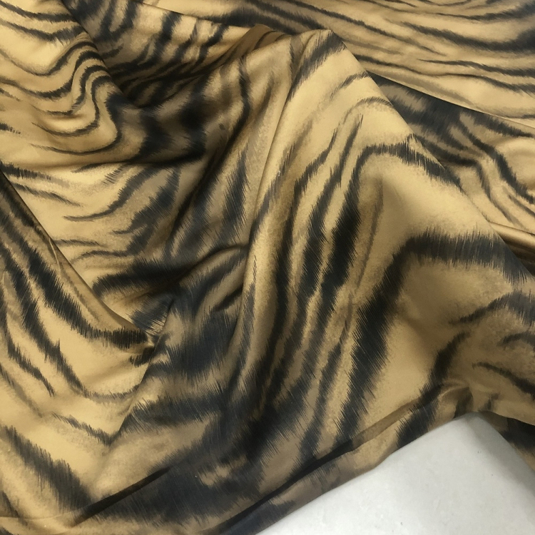 Thin Satin Tiger Print Animal Print Fabric for Clothing, Niche American Wild Skirt Designer Fabric