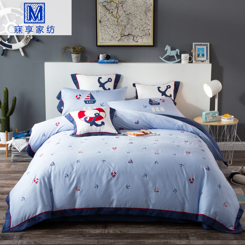 Mei Xiang children's four-piece set pure cotton 4-piece set 100 cotton skin-friendly spring and autumn 1 5-meter bed single quilt cover plush cotton