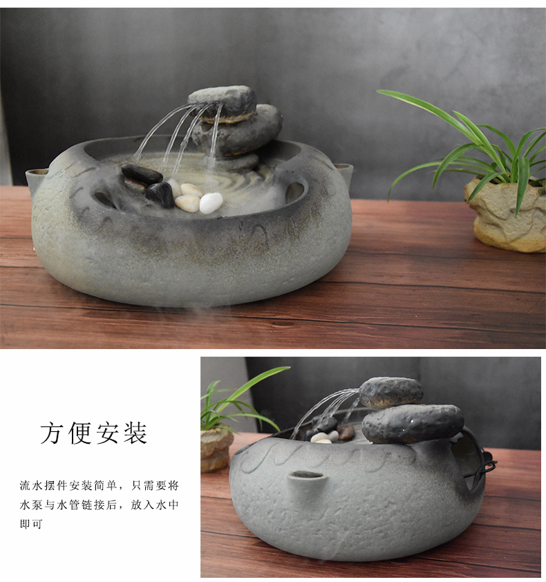 Chinese water coarse porcelain atomizing humidifier zen home furnishing articles furnishing articles office creative decorations rocks