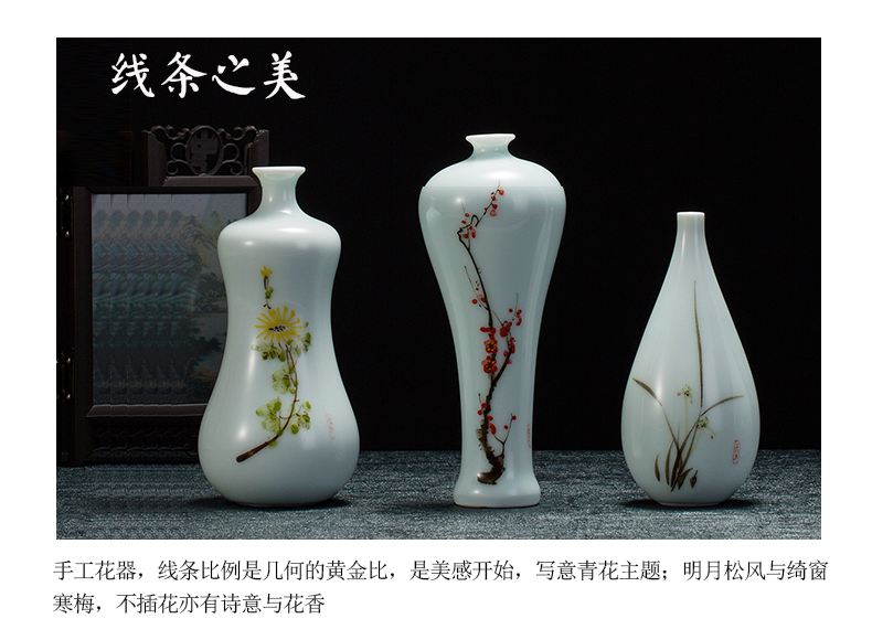 Jingdezhen hand - made ceramic floret bottle of new Chinese style living room TV cabinet simulation flowers, flower arrangement, household adornment furnishing articles