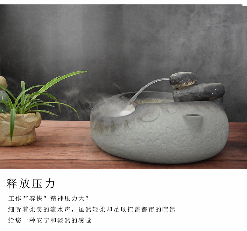 Chinese water coarse porcelain atomizing humidifier zen home furnishing articles furnishing articles office creative decorations rocks