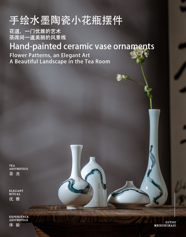 Jingdezhen hand - made ceramic floret bottle of new Chinese style living room TV cabinet simulation flowers, flower arrangement, household adornment furnishing articles