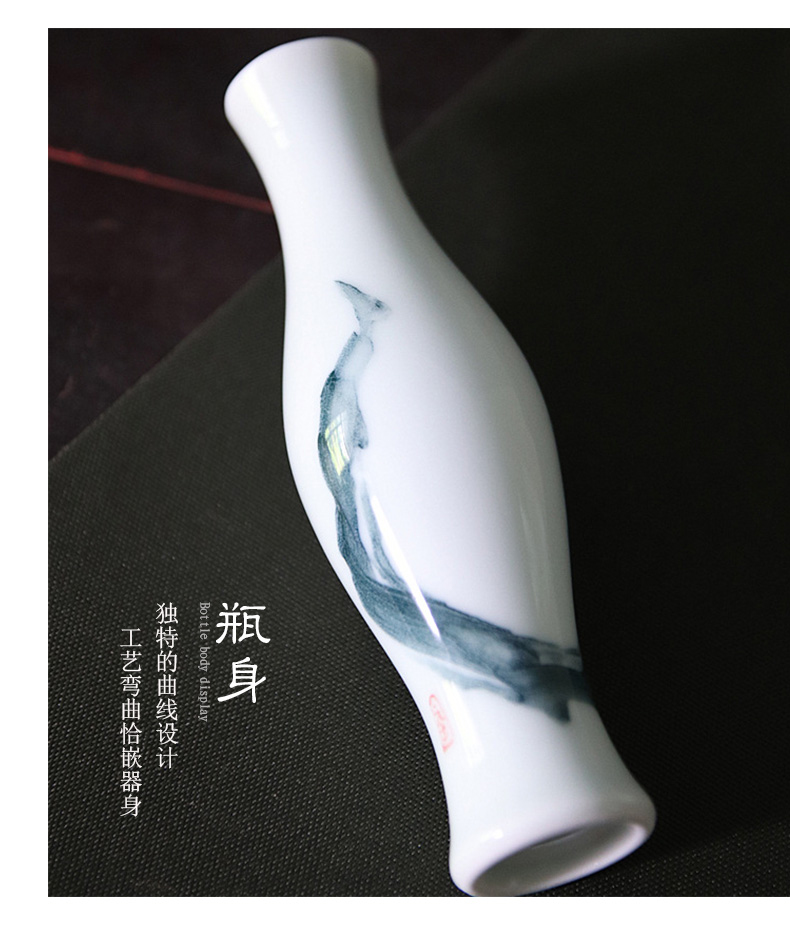 New Chinese style classical ceramic ink flower holder, creative home decoration zen hydroponic floret bottle tea tray was furnishing articles