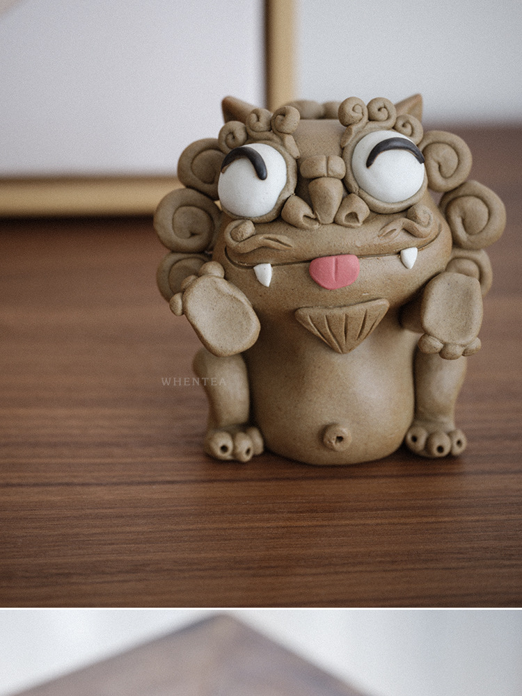 Lion tea pet ideas of jingdezhen ceramic checking incense high temperature coarse pottery tea zen Chinese style furnishing articles