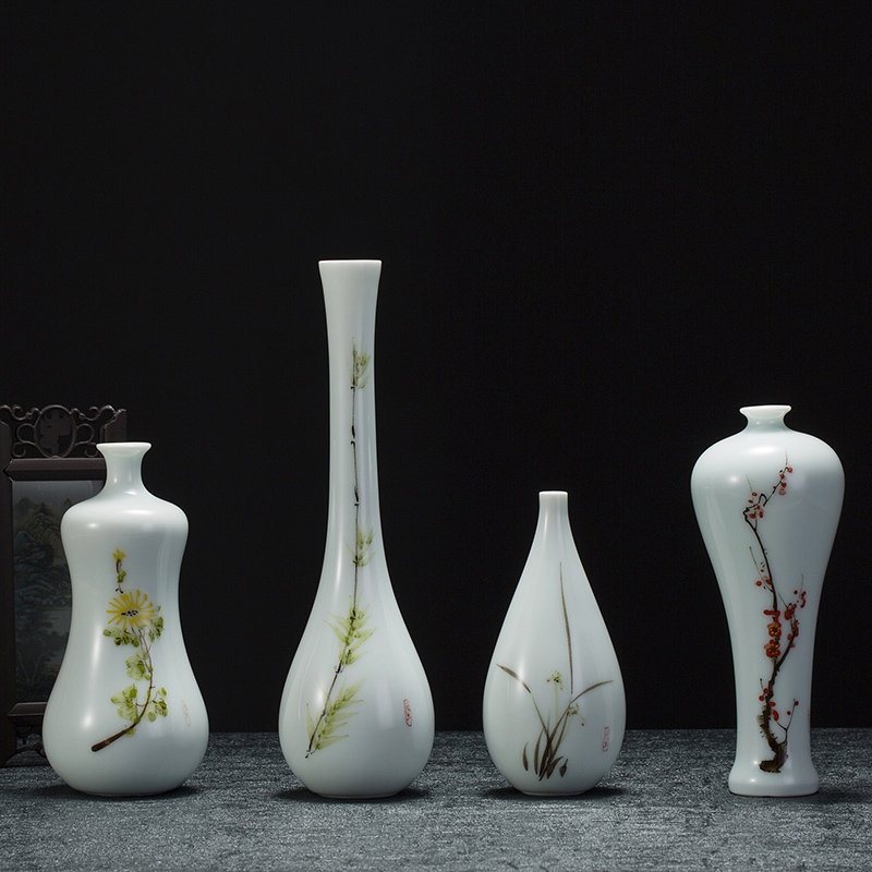 Jingdezhen hand - made ceramic floret bottle of new Chinese style living room TV cabinet simulation flowers, flower arrangement, household adornment furnishing articles