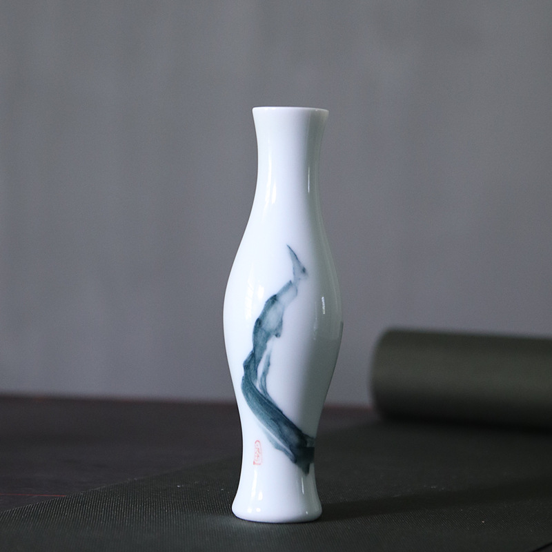 New Chinese style classical ceramic ink flower holder, creative home decoration zen hydroponic floret bottle tea tray was furnishing articles
