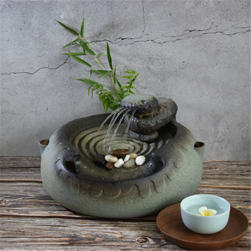 Chinese water coarse porcelain atomizing humidifier zen home furnishing articles furnishing articles office creative decorations rocks
