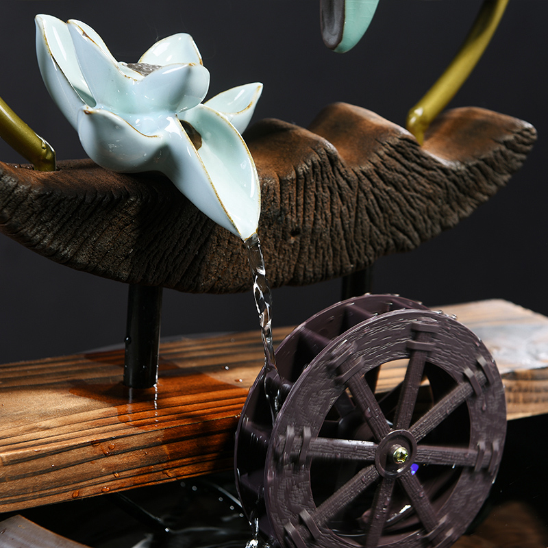 Water fountain furnishing articles zen new Chinese style living room decoration housewarming gift porcelain office desktop furnishing articles