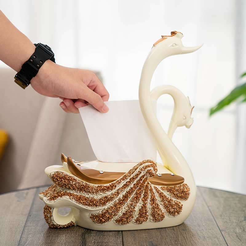 Brief Swan tissue box Creative tea table living room desktop toilet paper box home cute table paper box Nordic ins