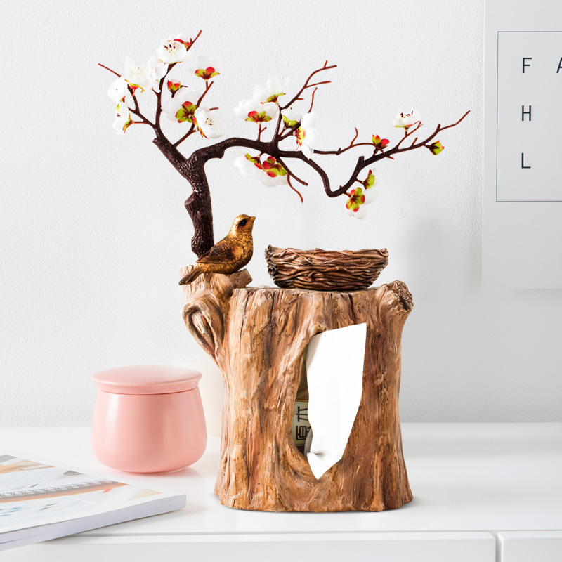 Modern European Style Living Room Paper Towels Box Creative Tea Table Toilet Paper Box Home American Minimalist Tree Stumps Napkin Cramps