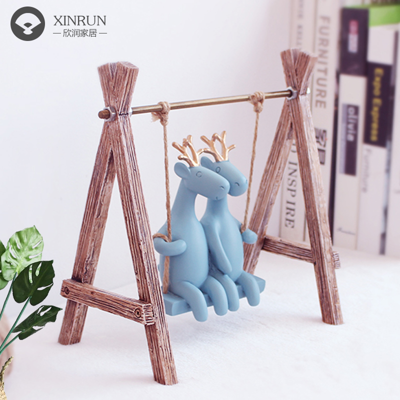 Creative wedding gift cute hanging chair deer decoration Nordic home decoration living room bedroom TV wine cabinet decoration