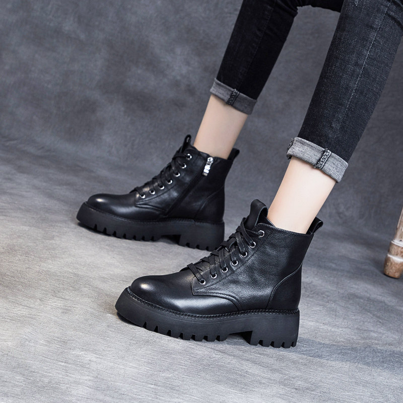 Leather short thick-soled Martin boots women's low-top women's shoes 2022 new boots early autumn women's boots soft leather short boots