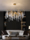 Postmodern Light Luxury Crystal Living Room Chandelier Round Bedroom Creative All-Copper Branch Lamp Home Villa Dining Room Lighting Fixtures