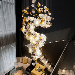Light Luxury Living Room Chandelier Duplex Loft Apartment Ceiling Lamp All Copper Bedroom Lamp House Staircase Art Lamp
