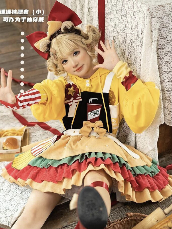 Original Design Lolita Autumn and Winter Sweet Set Lolita Long-Sleeved Cute Suspender Skirt Jsk Dress for Women
