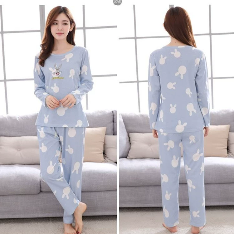 Bộ đồ ngủ nữ mùa xuân và mùa thu mỏng phần cotton dài tay phù hợp với phiên bản Hàn Quốc ngọt ngào và dễ thương có thể mặc ngoài hè phục vụ mùa thu bộ đồ nhung thu đông
