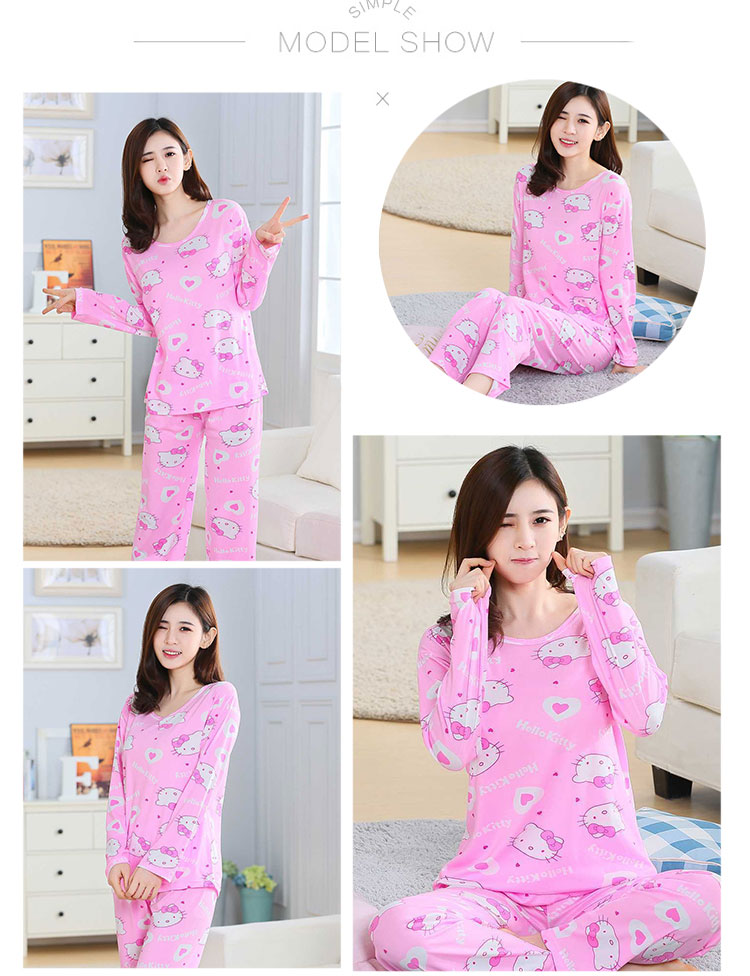 Mùa xuân và mùa thu phiên bản Hàn Quốc của bộ phim hoạt hình phụ nữ đồ ngủ dài tay giản dị kích thước lớn cô gái dễ thương phù hợp với dịch vụ nhà mùa đông do ngu