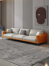Nordic light luxury sofa front layer leather small apartment three-person office business down guest office sofa simple
