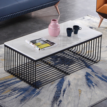 Business meeting office sofa coffee table marble modern simple fashion Golden creative stainless steel square