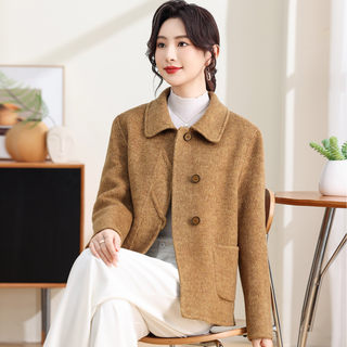 2025年新款小个子短款双面呢羊毛呢子外套高端百搭纯色羊绒大衣女