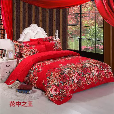 Chăn bông đơn mảnh 100% cotton đơn 150x200 đám cưới lớn mùa xuân đỏ và mùa thu chăn đôi 200x230 chăn lông vũ everon