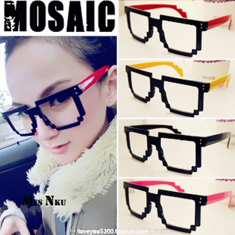 Non-mainstream mosaic glasses frame male full frame female round face retro Korean version of the hipster decoration personality glasses frame large frame